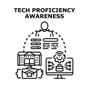 Tech proficiency awareness for digital workplace skills Stock Illustration