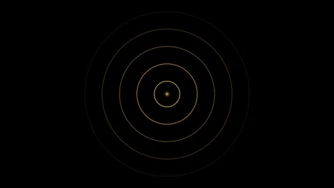 Tech pulse rings on black background overlay 4K 스톡 동영상 336625185