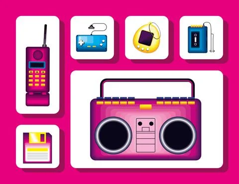 Tech retro gadgets Stock Illustration