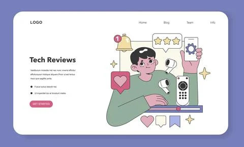Tech Reviews theme. Flat vector illustration Ilustração Stock