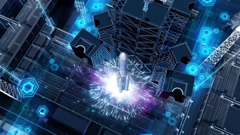 Tech Rocket Launch Space Exploration 3D Animation 動画素材 334695900