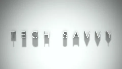 Tech Savvy 3D title animation with shadows on a white background Stock Footage 296630372