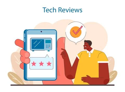 Tech Savvy concept. Assessing and advising on the latest gadgets. Ilustração Stock