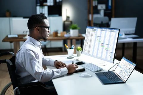 Tech Schedule List On Computer Screen 스톡 사진