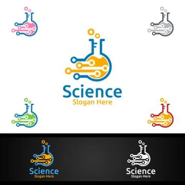Tech Science and Research Lab Logo for Microbiology, Biotechnology, Chemistry Stock Illustration