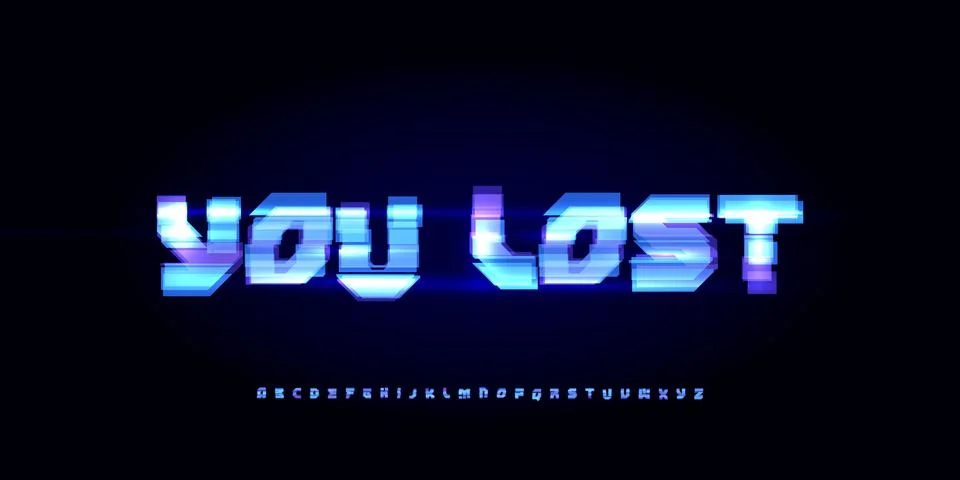 Tech Screen Font Logo Alphabet Futuristic Letter Set Modern HUD Typography イラスト素材