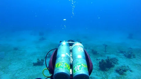 Tech scuba diver diver. Red Sea . 4k Stock Footage 128968284