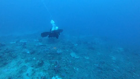 Tech scuba diver. Red Sea. 動画素材 129053292