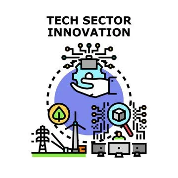 Tech sector innovation developing future global technology solutions Ilustração Stock