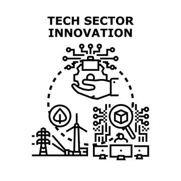 Tech sector innovation developing future global technology solutions Stock Illustration