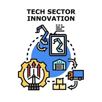 Tech sector innovation developing smart manufacturing processes Stock Illustration