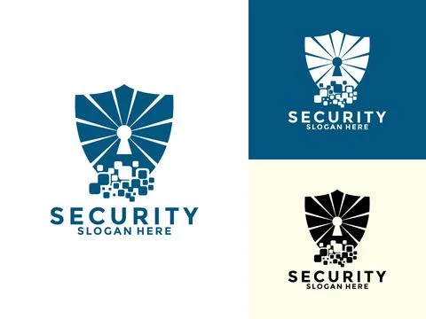 Tech Secure and Protection Logo Vector Template, Tech Cyber Security Shield.. Stock Illustration