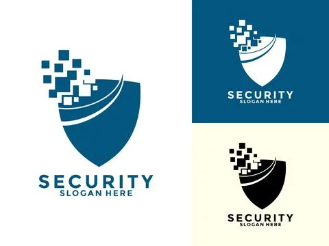 Tech Secure and Protection Logo Vector Template, Tech Cyber Security Shield.. Stock Illustration