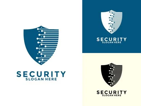 Tech Secure and Protection Logo Vector Template, Tech Cyber Security Shield.. Stock Illustration