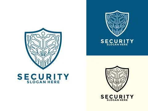 Tech Secure and Protection Logo Vector Template, Tech Cyber Security Shield.. Stock Illustration