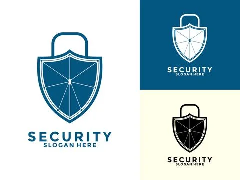 Tech Secure and Protection Logo Vector Template, Tech Cyber Security Shield.. Stock Illustration
