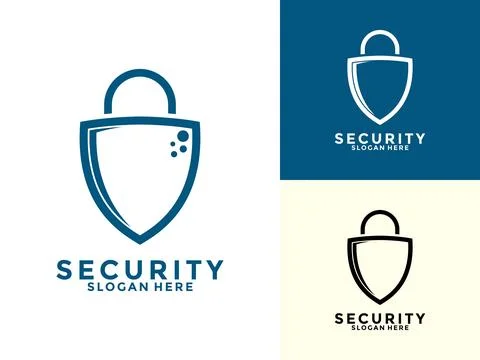 Tech Secure and Protection Logo Vector Template, Tech Cyber Security Shield.. Stock Illustration