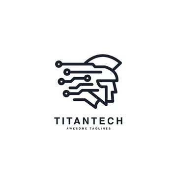 Tech Security Sparta Logo Design Template Flat Style Vector Illustration Stock Illustration
