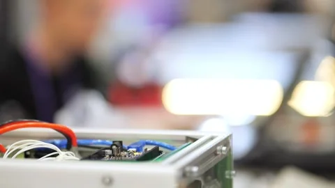 Tech setup inside metallic box Stock Footage 345376571