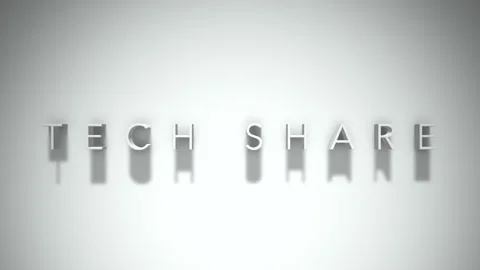 Tech share 3D title animation with shadows on a white background Stock Footage 297516463