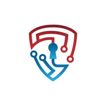 Tech shield security logo design vector Stock Illustration