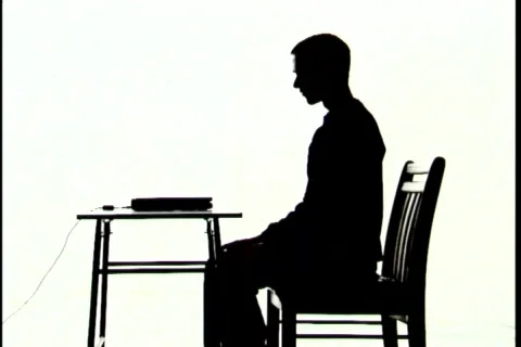 Tech Silhouette, At Computer Stock Footage