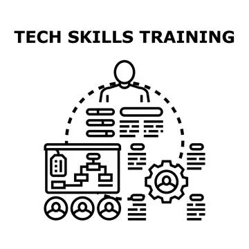 Tech skills training and professional development concept Illustrazione stock