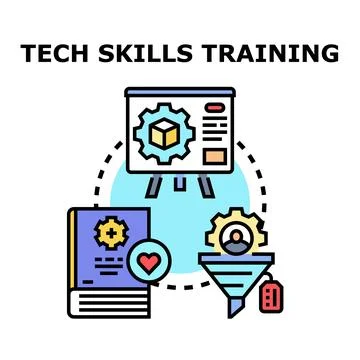 Tech skills training and professional development education Stock Illustration