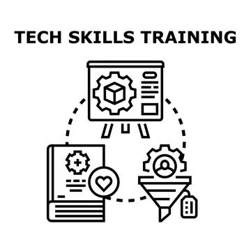 Tech skills training and professional development education Stock Illustration