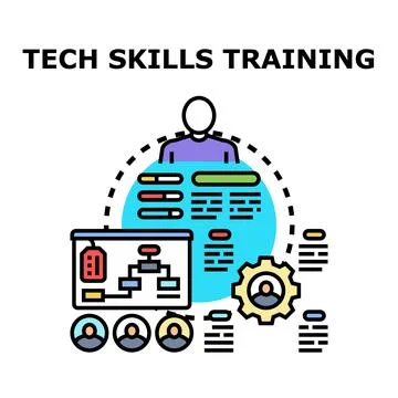Tech skills training and professional development concept Stock Illustration