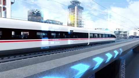 Tech Smart City High Speed Rail Airplane Traffic Logistics 5G Connected 库存影片 334353972