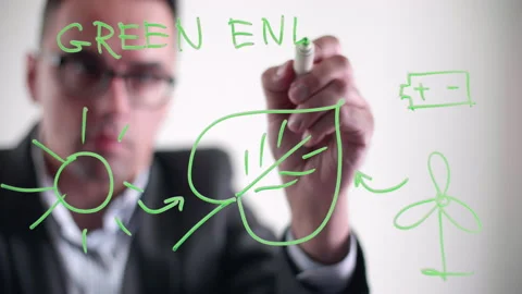 Tech specialist present a renewable resources solutions Video stock 236959100