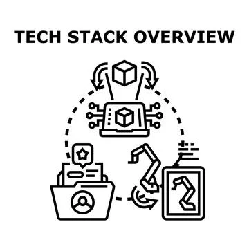 Tech stack overview representing modern development architecture 스톡 일러스트