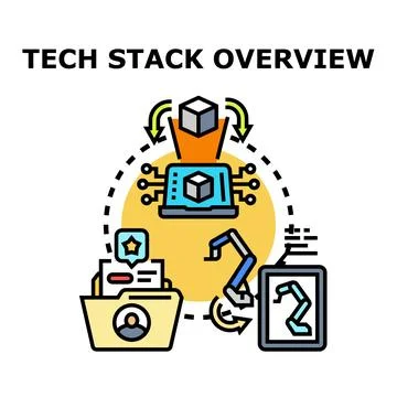 Tech stack overview representing modern development architecture Stock Illustration