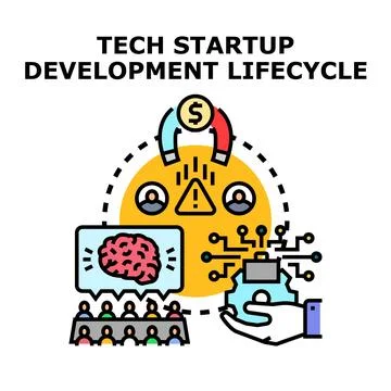 Tech startup development lifecycle process concept Stock Illustration