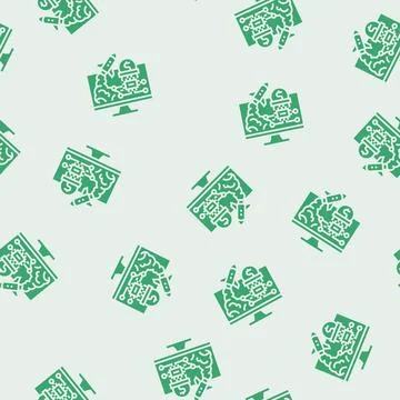 Tech startup enthusiast glyph seamless pattern Stock Illustration