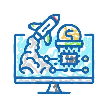 Tech startup enthusiast icon doodle illustration Illustrazione stock