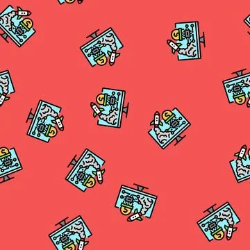 Tech startup enthusiast vector seamless pattern Illustrazione stock