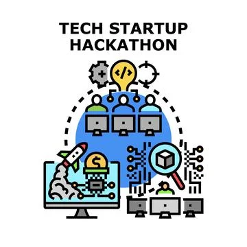 Tech startup hackathon developing innovative business solutions イラスト素材