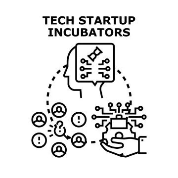 Tech startup incubators developing innovation and solutions Stock Illustration