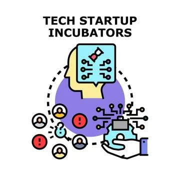 Tech startup incubators developing innovation and solutions Stock Illustration