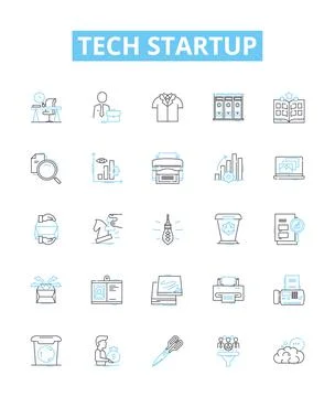 Tech startup vector line icons set. Tech, Startup, Technology, Innovation Stockillustratie