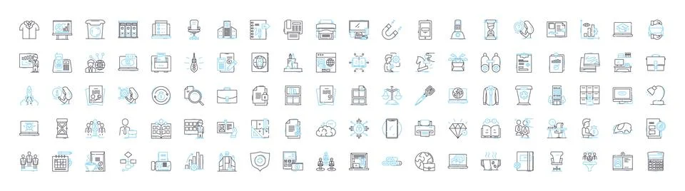 Tech startup vector line icons set. Tech, Startup, Technology, Innovation Stock Illustration