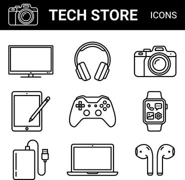 Tech Store Icons Collection - Digital Devices and Gadgets. Stock Illustration