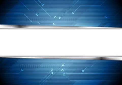 Tech striped background with circuit board elements Stock Illustration