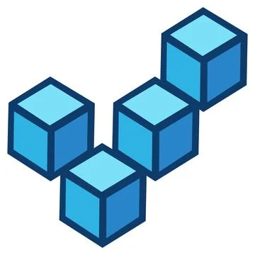 Tech style blue 3d cubes check mark Stock Illustration