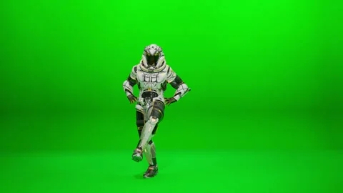 Tech Suit Figure Dynamic Movement on Chroma Key Stock Footage 318339174
