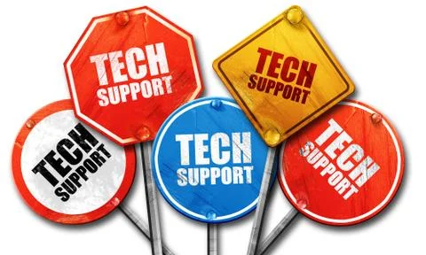 Tech support, 3D rendering, rough street sign collection Stockillustratie