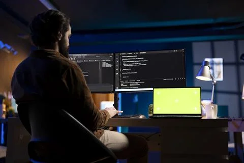 Tech support admin typing on keyboard, increasing data security, close up 写真素材