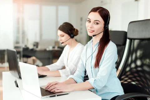 Tech support agent in a call center on a hotline. Business concept Stock Photos